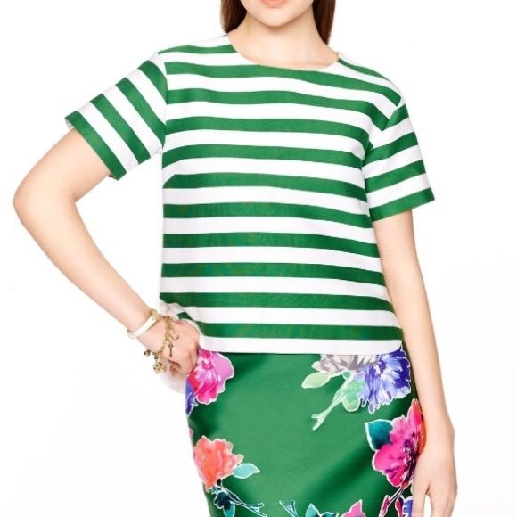kate spade Tops - Kate Spade Green Stripe Ramona Top